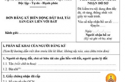 Mẫu đơn đăng ký biến động đất đai  (Mẫu 09/ĐK)